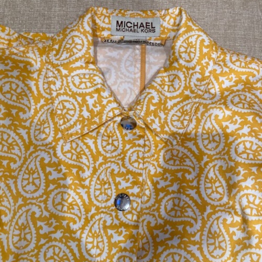 Micheal Kors Trench Coat, White and Yellow Paisley